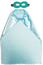 KIDS PALE BLUE SUPERHERO CAPE & MASK SET Costume Fancy Dress Up Party Halloween