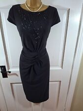 Libra Black Beaded Lined Stretchy Dress, UK 16, New Without Tags