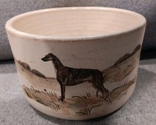 Lovely GREYHOUND/ WHIPPET Dog Bowl by OAK HILL POTTERY-Kansas- Signed Dated 2006
