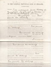 QV Receipt for James Rattray , deposit at National Provincial Bank of England