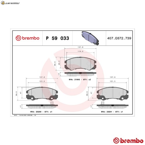 Brake pad set disc - , 59