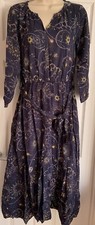 EX Joules Womens Dress Hadley Navy Print Pocket Belted Midaxi 6-24 RRP £89.95