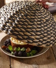 Black Natural Seagrass Woven Food Cover