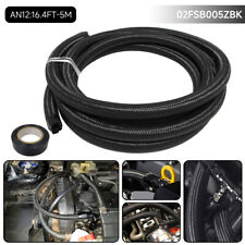 16.4FT AN12 Nylon Stainless Steel Braided Fuel Line Hose For Fuel Return Line BK