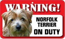 Norfolk Terrier Sign - Laminated Card -  Beware Of Dog 20cm x 12cm