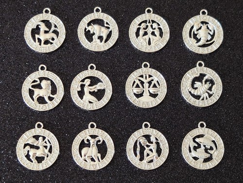 12x antique silver astrology - antique,