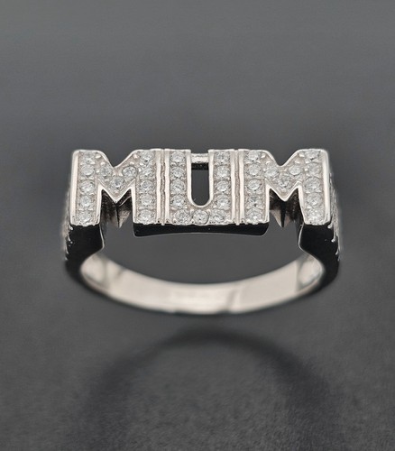 Sterling silver mum ring - silver, cz