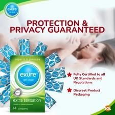 Exure™ Condoms 14/140 Pack | Ribbed, Natural & Flavored | Foil Wrapped | Variety