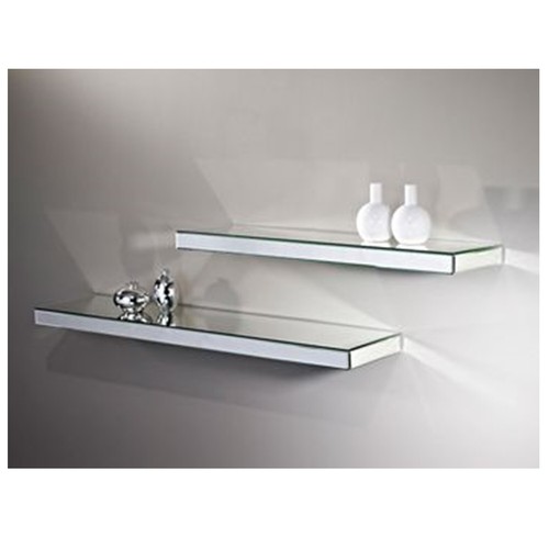Silver mirrored glass shelves - mirrored,