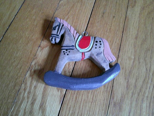 Wood rocking horse ornament - rocking,