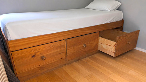 Single wood storage bed frame - storage,