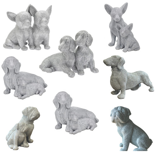 Silver dog ornament home - silver,