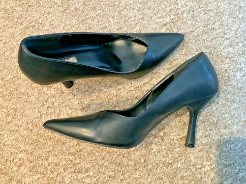 Black faux leather high - , heel