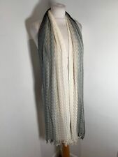 Missoni zig zag stripe pattern knit scarf VGC black cream grey wool blend large