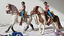 schleich children riding adventure set horses, riders, tack, rugs, headcollars
