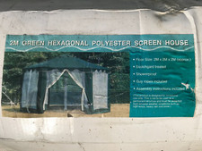 Gazebo 2 x 2 x 2M   Green Hexagonal screen House Polyester Scotch Guard Treated
