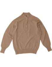 LUISA SPAGNOLI Womens Button Neck Jumper Sweater UK 18 XL Brown CX05