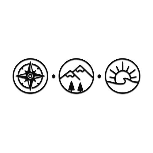 Compass mountain sunset icons - mountain,