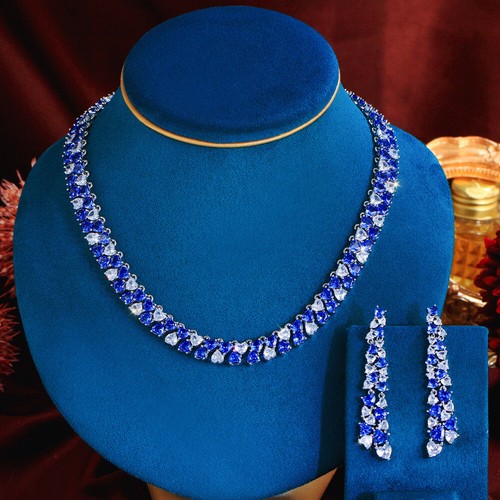 Silver plated blue heart - plated, cz