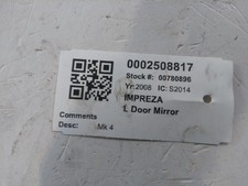 2008 SUBARU IMPREZA 4 Door Saloon N/S Passengers Door Wing Mirror 2007-2012