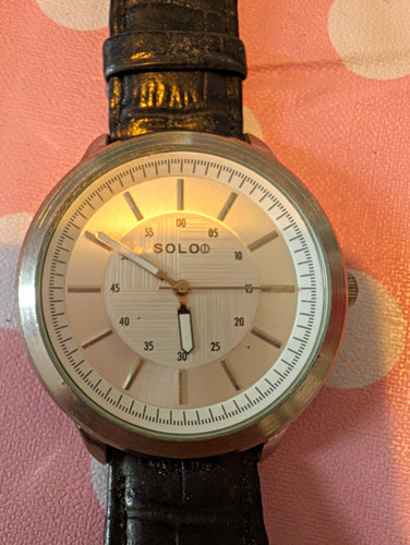 Solo men quartz silver dial - silver,