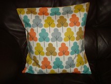 B IN SCION SETRI TREE  ART DECO PRINT  FABRIC CUSHION COVER 16in pad BEIGE MULTI