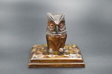 ANTIQUE ~ HAND CARVED ~ BLACK FOREST  OWL  INKSTAND