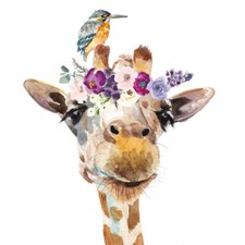 4 x Single Paper Napkins/3 Ply/Decoupage/Animals/Pretty Giraffe with Flowers