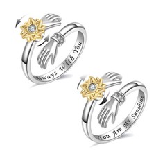 Crystal Silver Anti Anxiety Spinner Hug Ring Stress Relief Fidget Adjustable