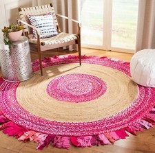 Rug Jute Cotton Carpet Round