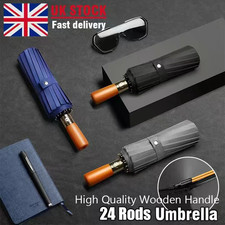 Men & Women 24 Rods Stormproof Automatic Strong Folding Windproof Umbrella