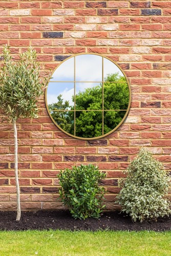 Metal gold circular window - metal,
