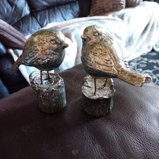 2 x Silver Resin Bird