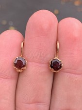 14ct Gold Garnet Earrings, Vintage 14k 585 2.2 Grams