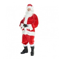 Mens Deluxe Santa Costume Hat Jacket Trousers Belt Boot Covers & Beard