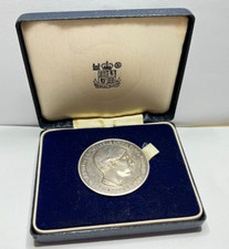 1969 Prince of Wales Investiture Sterling Silver  Medallion 45mm  cased 70.6 gr