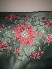 Poinsettia Vintage Green Satin