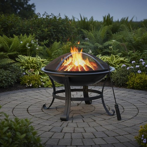 Steel fire pit - fire, outdoor