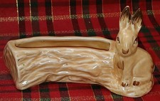 Bunny With Log Trinket Dish, SylvaC/Campsie Ware/ Hornsea, Cream Finish
