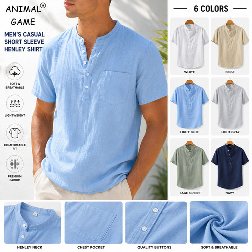 Mens cotton linen shirt short - mens,