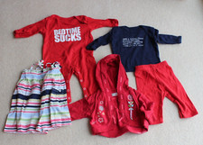 5 items Red & Navy Snuglo Mamas & Papas dress cardy top sleepsuit 0 to 6 months