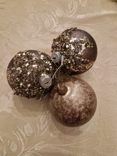 Bronze/Natural Baubles X3, Autumn/Christmas, Approx 8 cm Diameter