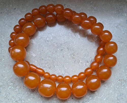 Vintage pressed amber bead - vintage,