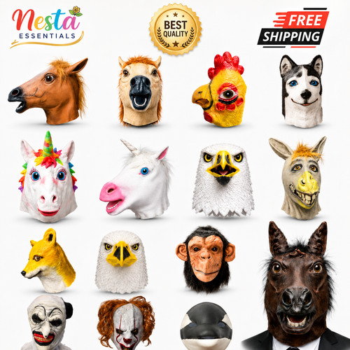 Adult latex animal head mask - head,