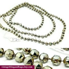 107cm Vintage 1980s gold necklace, 1980s Mardi Gras Style Beads, Gold Beads 