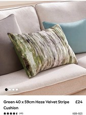 Next Green Haze Velvet Cushions X2 40x59CM Beautiful cushions. 