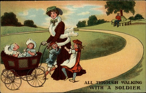 Edwardian mother with - , children