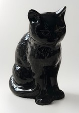 SYLVAC BLACK CAT KITTY KITTEN ORNAMENT SITTING CERAMIC GLOSS BLACK 1087