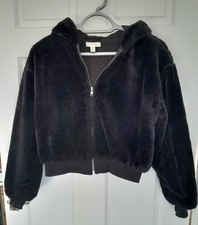 Topshop black faux fur bomber jacket size xs/s
