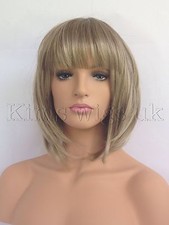 LIGHT BROWN/BLONDE WIG LADIES WOMENS SHORT BOB STYLE FULL HEAD B38 UK SELLER